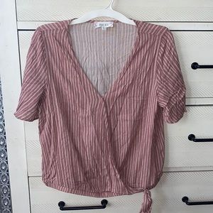 Pink rose short sleeve mauve top